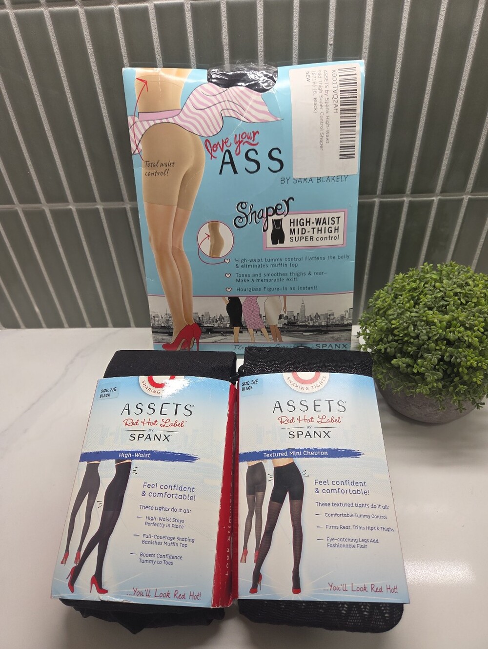 ASSETS by Spanx Black Shaping Tights – High-Waist Support